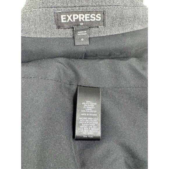 Express Gray Long Sleeve Blazer Jacket Size 6 Single Button Career Formal - Picture 5 of 11